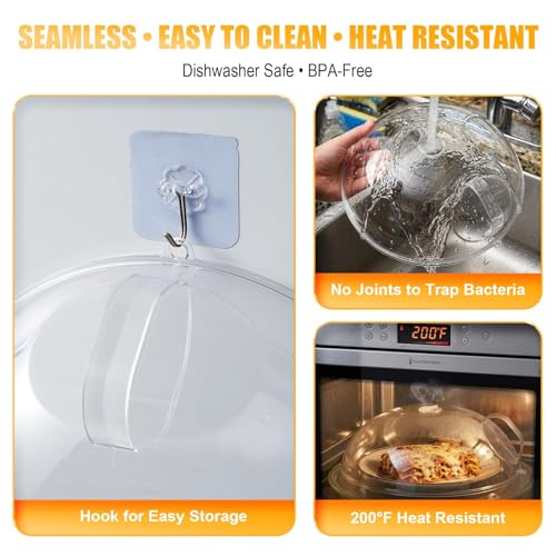 12" Clear Microwave Splatter Cover Integrated Handle BPA Free