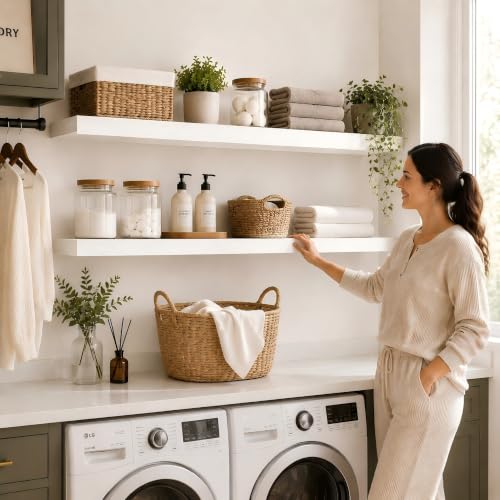 Floating Shelves 72 Inch Long 8" Deep Set of 2 (2 Count)