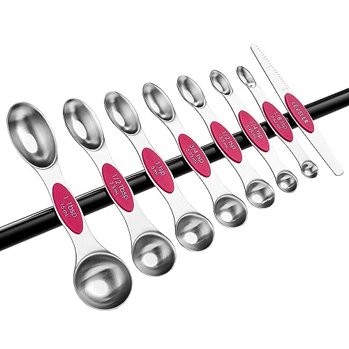 Dual Sided Magnetic Measuring Spoons Set of 8 for Kitchen (8 Count)