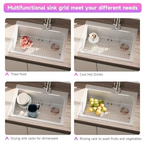 23.2'' x 11.6'' Stainless Steel Sink Protectors with Rubber Feet