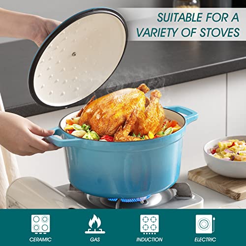 7.5 Qt Round Enameled Cast Iron Dutch Oven with Lid