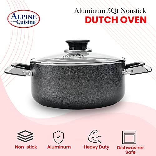 5 Quart Non stick Stock Pot with Tempered Glass Lid and Carrying Handles