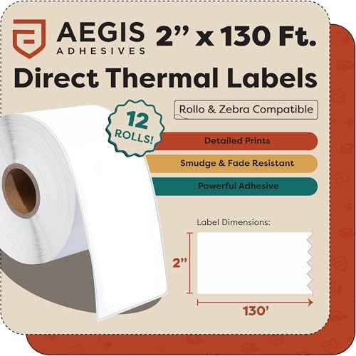 2" X 130 ft Direct Thermal Continuous Feed Labels (12 Count)