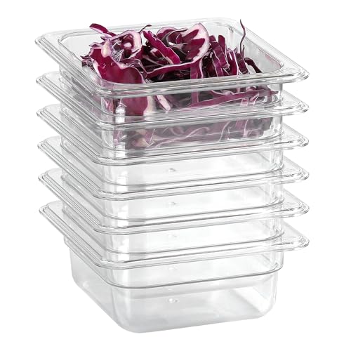 1 6 Clear Food Pans 6 pack 2.5 Inch Deep Pan Stackable Polycarbonate Food Pan for Commercial Kitchen Restaurant Use BPA free (6 Count)