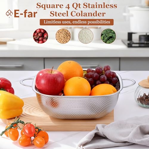 4QT Square Stainless Steel Colander