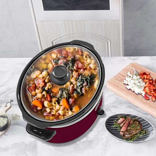 6 Quart Slow Cooker Oval Manual Pot Food Warmer with 3 Cooking Settings