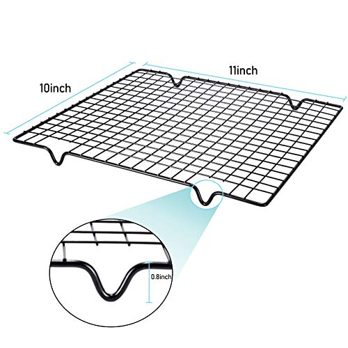 2Pcs Metal Kitchen Baking Cooling Rack Square Wire Cooling Rack for Cake and Meat 10 x 11 inches (2 Count)