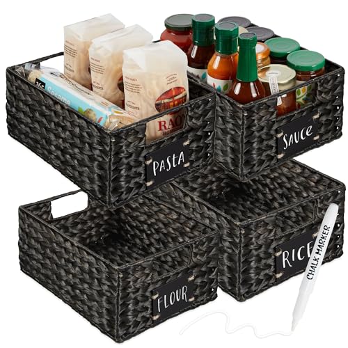 Set of 4 9x12in Water Hyacinth Pantry Baskets (4 Count)