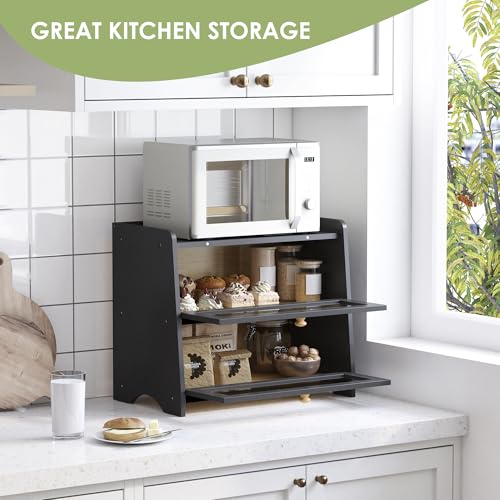Double Layer Bread Box Container for Kitchen Countertop Homemade Bread