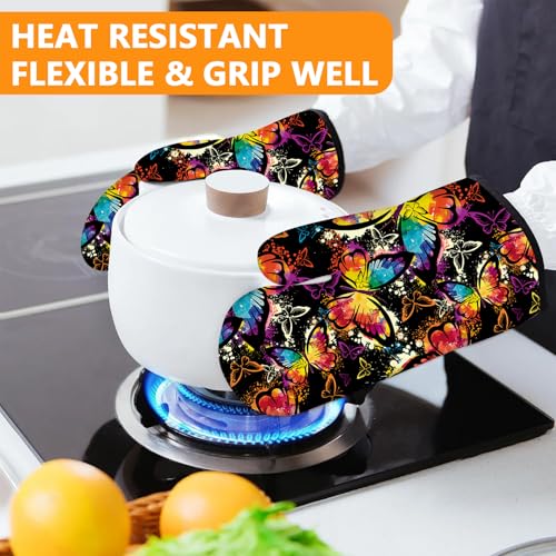 Colorful Butterfly Oven Mitts and Pot Holders Sets 4Pcs
