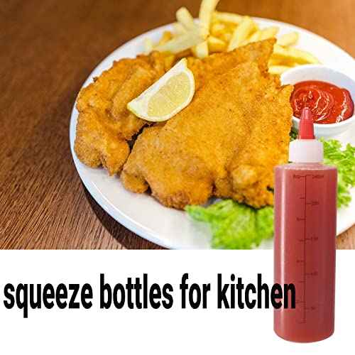 10 Pack 8 oz Graduated Plastic Squeeze Squirt Condiment Bottles