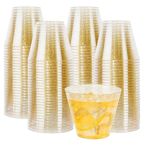100 Pcs Gold Plastic Cups (100 Count)