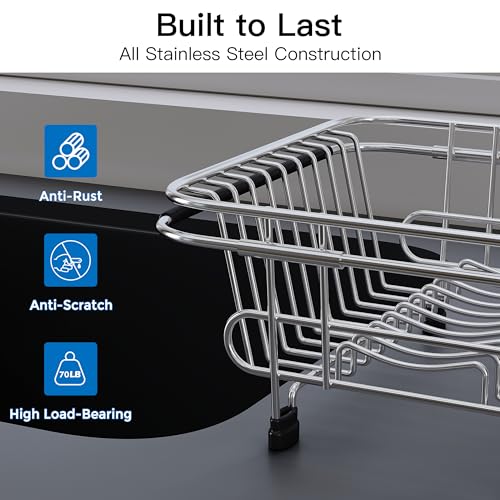 Sink Small Dish Drying Rack with Utensil Holder
