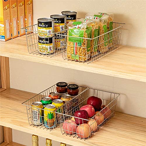 Wire Baskets Farmhouse Freezer Organizer Storage Bin Basket with Handles (3 Count)