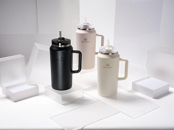 STANLEY Quencher H2.0 Tumbler with Handle & Straw 64 oz | Flowstate 3-Position Lid | Large Capacity for Travel & Sports | Insulated Stainless Steel Cup | BPA-Free | Black 2.0