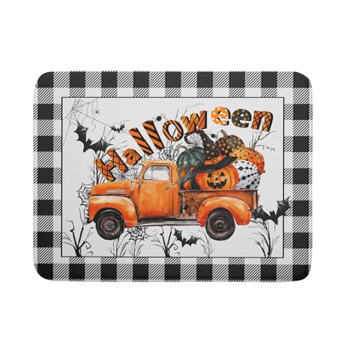 Halloween Truck Dish Drying Mat Orange Absorbent Microfiber Coffee Pad