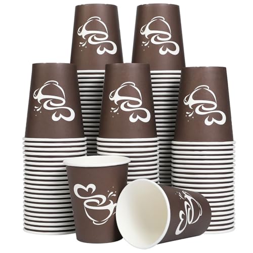 10 oz 200 count Disposable Coffee Cups Hot Paper Cups Brown (200 Count)