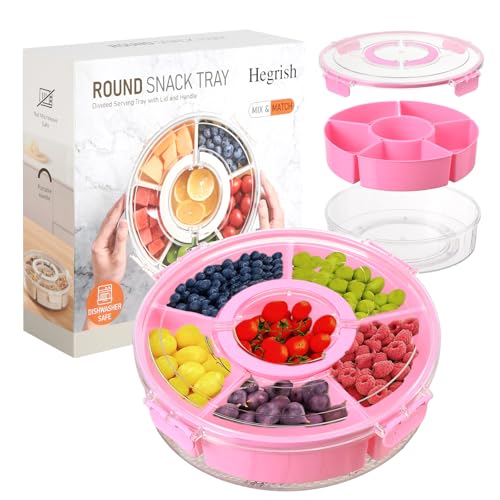 Divided Rotating Serving Tray with Lid and Handle