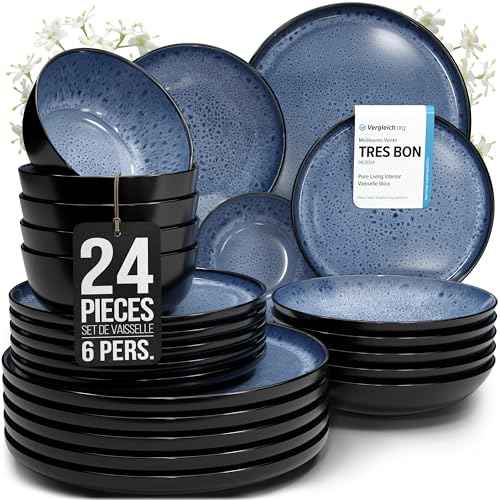 24 Piece Stoneware Dinnerware Set for 6 (24 Count)