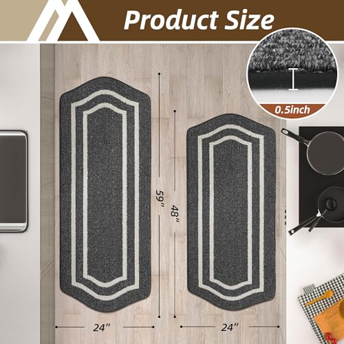 Kitchen Rugs Set of 2PCS Non Slip Kitchen Mats for Floor (2 Count)