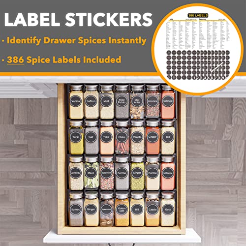 Spice Drawer Organizer with 28 Spice Jars