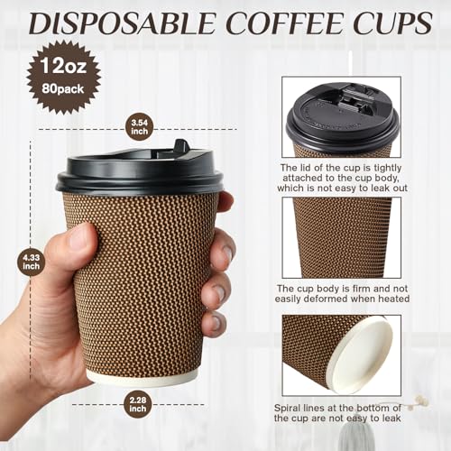80 Pack 12 oz Disposabel Paper Cups