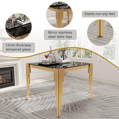35'' Modern Square Glass Dining Table for 4 People