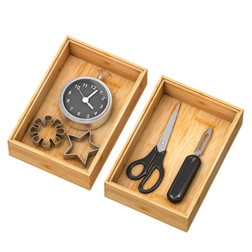 Bamboo Kitchen Drawer Organizer 9"x 6" (2 Count)