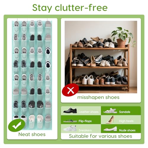 Over the Door Shoe Organizer with 40 Large Breathable Mesh Pockets