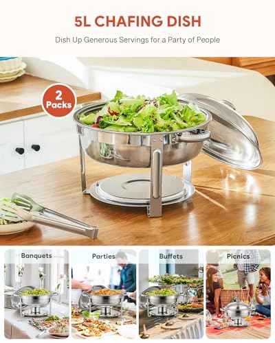 2pcs 5QT Round Chafing Dish Buffet Set