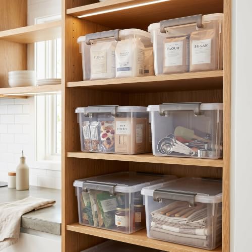 17 QT Plastic Storage Bins with Latching Lids Stackable Storage Containers for Organizing Large Clear Storage Box for Garage (4 Count)