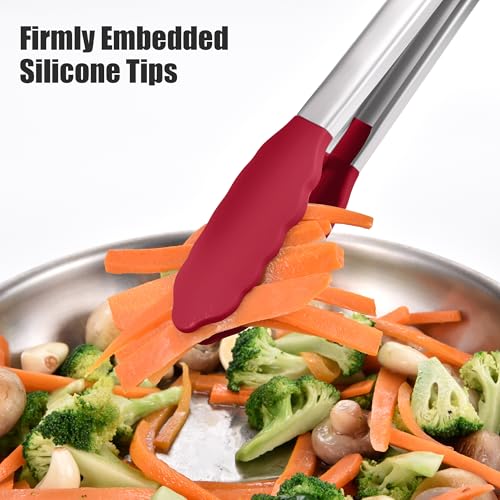 Kitchen Tongs with Silicone Tips for Cooking Serving