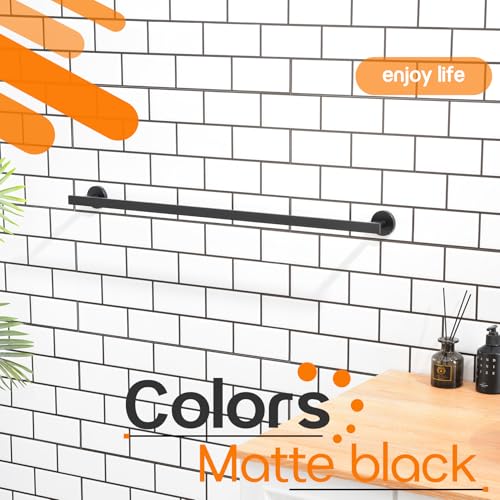 36 Inch Bathroom Towel Bar Bath Towel Rack Kitchen Towel Holder Long Towel Rails Wall Mounted SUS304 Stainless Steel Matte Black AN4001MB