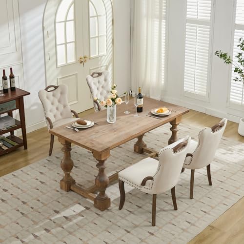 Beige Velvet Upholstered Dining Chairs Set of 4 (4 Count)