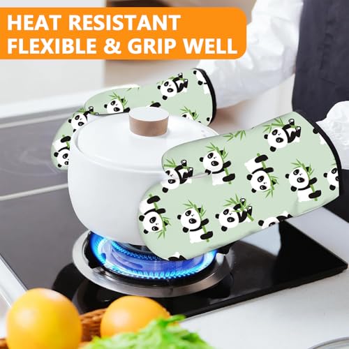 Cute Panda Oven Mitts and Pot Holders Sets 4Pcs