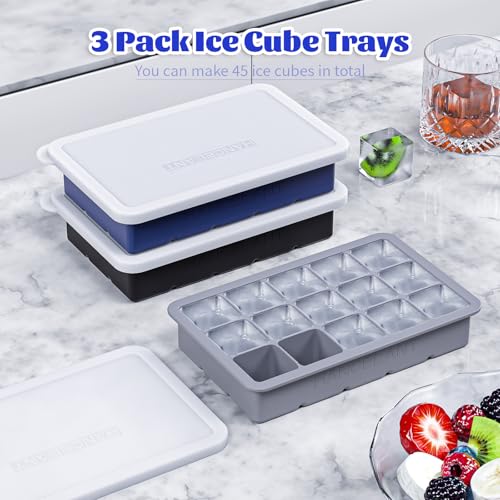 Silicone Ice Cube Tray 3 Pack (3 Count)