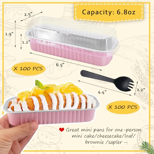 Mini Loaf Pans with Lids 100 Pack (6.8 Fl Oz)