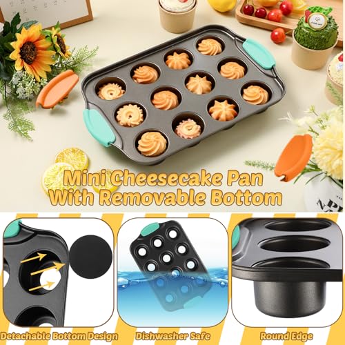 3 Pack Mini Cheesecake Pans Removable Bottom 12 Cavity (3 Count)