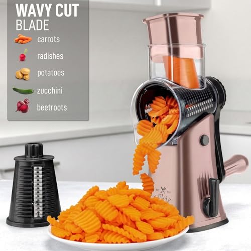 Rotary Cheese Grater Manual Hand Crank 5 Blade Shredder