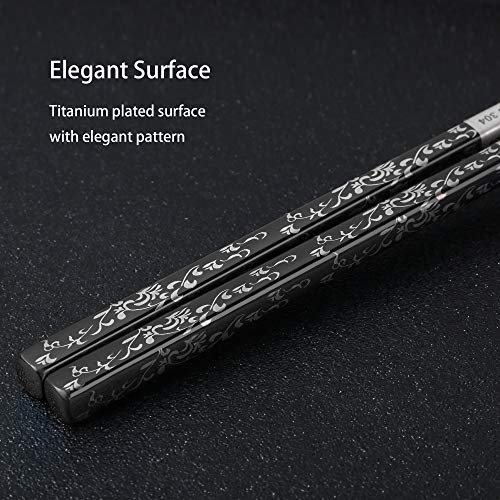 Stainless Steel Chopsticks Titanium Plated Metal Chopsticks Reusable Dishwasher safe Premium Japanese Korean Chopstick Laser Engraved Anti