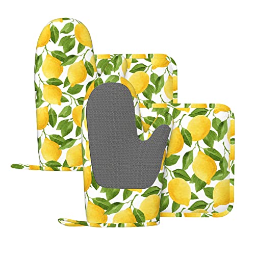 Lemon Oven Mitts and Pot Holders Sets of 4