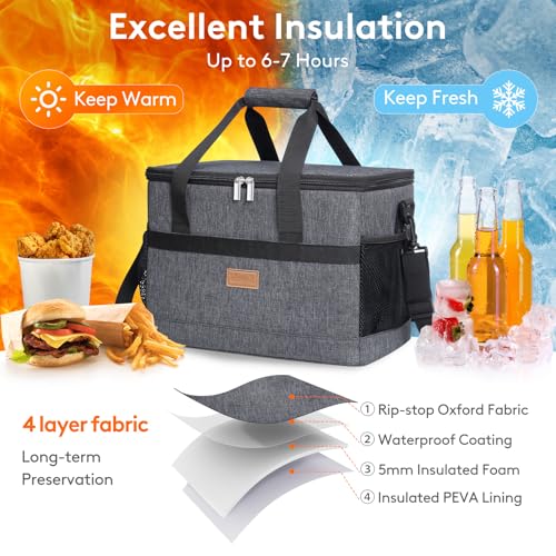 Cooler Bag 30 Cans Collapsible and Insulated Large Lunch Bag Leakproof Soft Cooler Portable for Camping (30 Count)