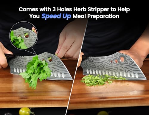 Cleaver Chef Knife with Herb Stripper