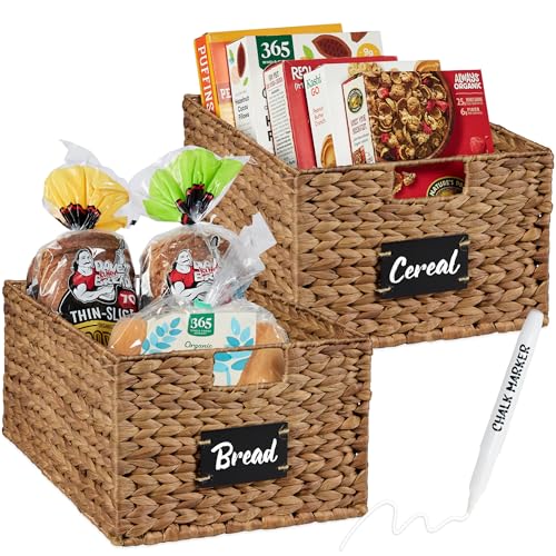 Pantry Baskets Set of 2 16x12in Water Hyacinth Storage Baskets (2 Count)