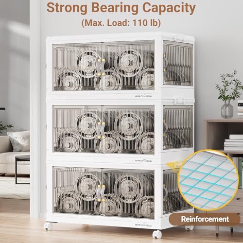 120Gal Stackable Storage Bins with Lids Foldable Boxes (4 Count)