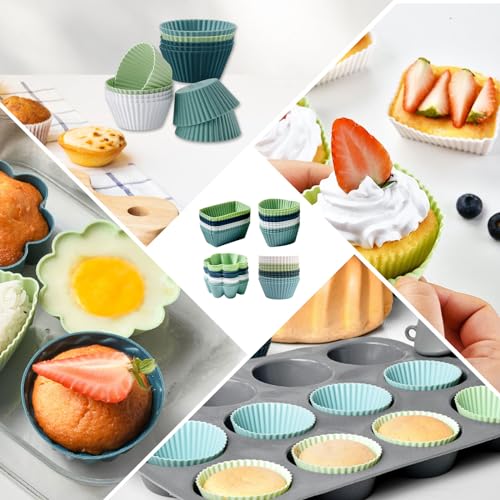 48 Pack Reusable Silicone Muffin Cups