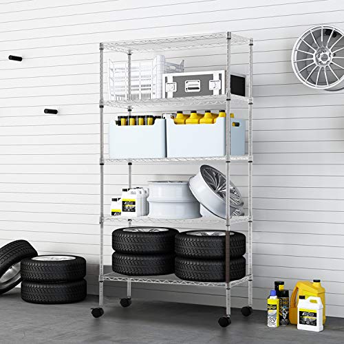 5 Tier Wire Shelf with Wheels