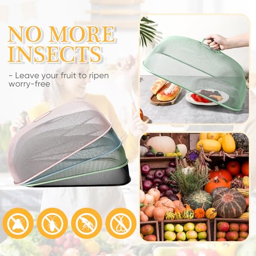 4 Pcs Metal Mesh Screen Food Cover for Outdoors Set Large 18.5 Inch Mesh Food Tents for Picnic Indoor Plate (4 Count)