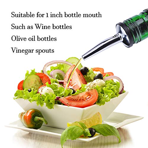 Olive Oil Pour Spout Stainless Steel Bottle Spout for Pours Liquor Vinegar Syrup or Oils with Stainless Steel Funnels