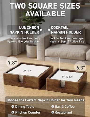 Acacia Wood Cocktail Napkin Holder 5.4 in